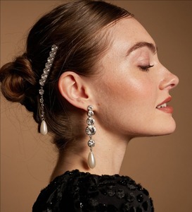 Pendientes de araña de perlas <span class=keywords><strong>Poliva</strong></span> reales de moda Aleación chapada en oro y joyería de zinc para fiestas - Product Image 2