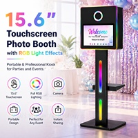 Kiosque photo interactif pour mariage, anniversaire, festival avec anneau lumineux LED et imprimante pour photos instantanées