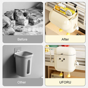 Tempat Sampah Dapur Plastik UFORU US Stock untuk Dalam Ruangan dengan Tutup, Tempat Sampah Lucu yang Dipasang di Dinding - Product Image 3
