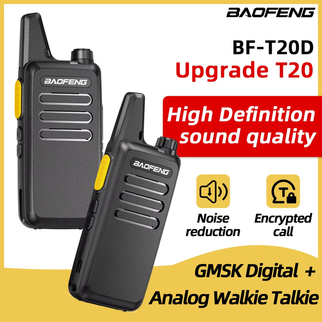 2PCS Baofeng BF T20D Small Mini GMSK Digital Analog Walkie Talkie Wireless Copy Frequency Encryption Call Intercom Two Way Radio