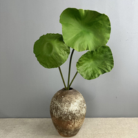 Lotus artificiel vert de haute qualité en PU, feuillage artificiel écologique et durable pour mariage, style chinois, fête à domicile
