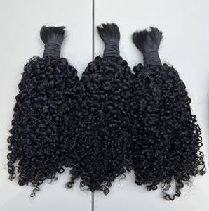 批发全端印度头发缅甸卷曲3B3C扭结卷曲无纬纱散装头发生波西米亚编织头发 - Product Image 1