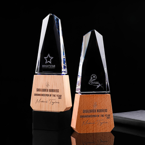 Trofi Penghargaan Api Kayu dan Kristal dengan Ukiran Personal Desain Baru - Product Image 1