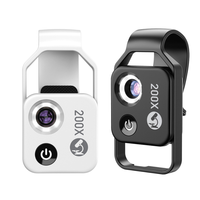 Clip Universal de SR-SM002 para teléfono inteligente, microscopio de 200X con 6 luces LED