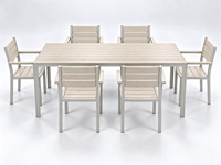 Table de salle à manger d'extérieur en acier robuste avec cadre en acier et lames en HDPE anti-UV