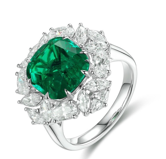 925 Sterling Silver 8*8 Cushion Cut Lab Emerald Engagement Ring Halo Diamond CZ Engagement Ring