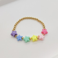 Doux arc-en-ciel macaron étoile coeur avec 14K plaqué or perles Bracelet personnalisé rose lettre perles Bracelet pour les filles