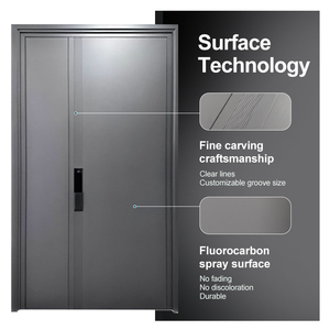 ZEKIN New Modern Design Exterior Other Door French Front Entrance Grey Security Door for House With <b>Smart</b> <b>Lock</b> - Product Image 6