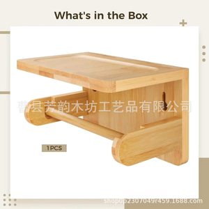 Porte-papier toilette en bois avec étagère, support mural pour salle de bain, pour papier toilette et petits objets - Product Image 5