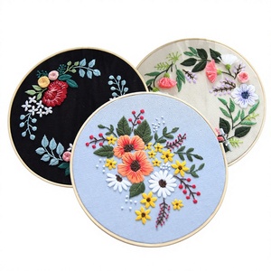 Kit de Tapicería Redonda de Algodón y Lino para Bordado DIY Hecho a Mano, Arte Colgante Floral Vintage de Punto de Cruz, Directo de Fábrica - Product Image 1