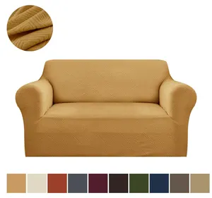 Großhandel sofa waschbar abdeckungen-New Design Modern Simple Elastic Universal Classic Slipcover Washable Gold Color 2 Seater Stretch Sofa Cover