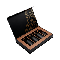 Boîte à vin en carton noir magnétique avec logo personnalisé, boîte à boisson, boîte cadeau, boîte en carton, ensemble de parfum, boîte d'emballage avec insert
