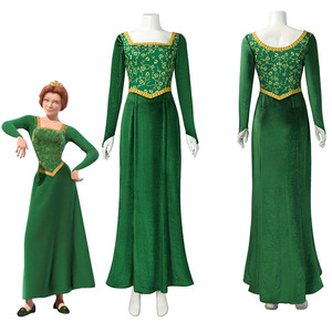 Costume da Principessa <span class=keywords><strong>Fiona</strong></span> per Adulti, Abito <span class=keywords><strong>Verde</strong></span> con Maniche Lunghe, Set per Feste di Halloween - Product Image 1