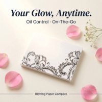 Papier absorbant pour le visage à motifs décoratifs avec miroir, boîte portable, feuilles absorbantes pour le visage, étui compact pour le maquillage du visage
