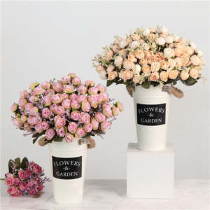Rosas Artificiales Hechas a Mano al por Mayor, con Hojas de Terciopelo, Tacto Real, para Decoración de Mesa de Graduación, <span class=keywords><strong>Flores</strong></span> de una Sola Rama, Danqi DQ-623 - Product Image 4