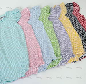 Wholesale <strong>T</strong>-<strong>shirt</strong> Summer Flutter Sleeve Custom Cotton Mini Striped <strong>t</strong> <strong>Shirts</strong> High Quality Kids Girls Tshirts <strong>Easter</strong> - Product Image 3