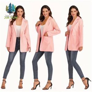 Blazer da donna taglie forti primaverile autunnale con risvolto e tasche, cappotto casual elegante - Product Image 3