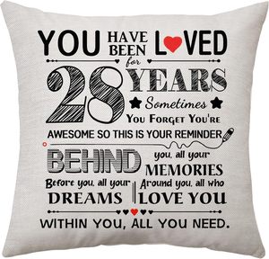 Cojines de <span class=keywords><strong>Cumpleaños</strong></span>, Fundas de Almohada, Material de Lino, Personalizables para Decoración del Hogar Conmemorativa del 28º al <span class=keywords><strong>39</strong></span>º <span class=keywords><strong>Cumpleaños</strong></span> - Product Image 2