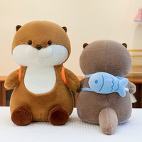 Poupée en peluche personnalisée mignonne en fourrure de polyester doux de petite loutre PP coton rempli de jouet pour les enfants soulageant le stress Playmate