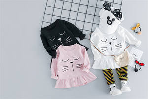 Fashion Clothing Cartoon <b>Cat</b> <b>T</b>-<b>Shirt</b> and Leggings Factory Manufacturer in Ahmedabad for Little Girls - Product Image 4