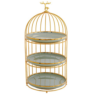 Özel 3 katmanlı seramik düğün tatlı meyve aperatif cupcake kek standı çay partisi için servis tabağı - Product Image 2
