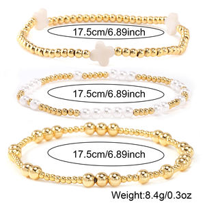 Juego de Pulseras Elásticas con Cuentas Doradas Go2boho, Joyería de Fe Apilable con Perlas Blancas <span class=keywords><strong>para</strong></span> <span class=keywords><strong>Mujer</strong></span>, Pulseras Cristianas en Capas - Product Image 6