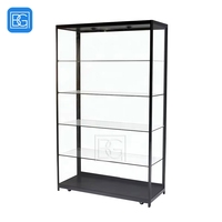 Elegante Glas vitrine Schwarzer Rahmen LED-Leuchten Mehrere Regale Einzelhandel vitrine