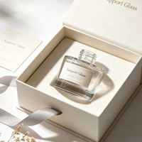 Bouteille diffuseur de parfum en verre transparente et plate de 100 ml et 150 ml, vide, avec bouchon en bois, récipient pour parfum d'ambiance, logo personnalisé