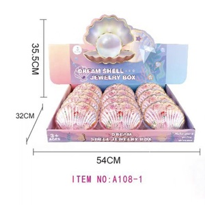 Children Pretend Toys Promotional Gift Set Shell Mermaid Hair Clip Jewelry Box Toy Jewelry Gifts Girls