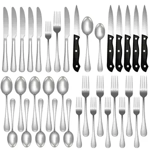 Silverware Wholesale Stainless Steel Dinner Spoon Cutlery Set Restaurants Luxury Black Flatware Set For Wedding