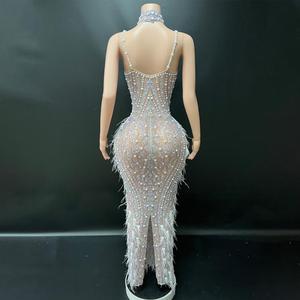 NOVANCE <span class=keywords><strong>Abito</strong></span> Elegante Bianco Senza Maniche <span class=keywords><strong>per</strong></span> Festa di <span class=keywords><strong>Capodanno</strong></span>, Vestito da Sera Sexy con Scollo a V <span class=keywords><strong>per</strong></span> Cene e Feste - Product Image 3
