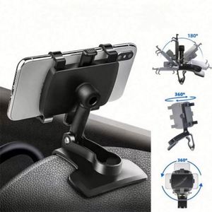 Support de téléphone portable universel pour voiture en plastique noir, support de rétroviseur, navigation, design moderne et simple, installation facile - Product Image 2