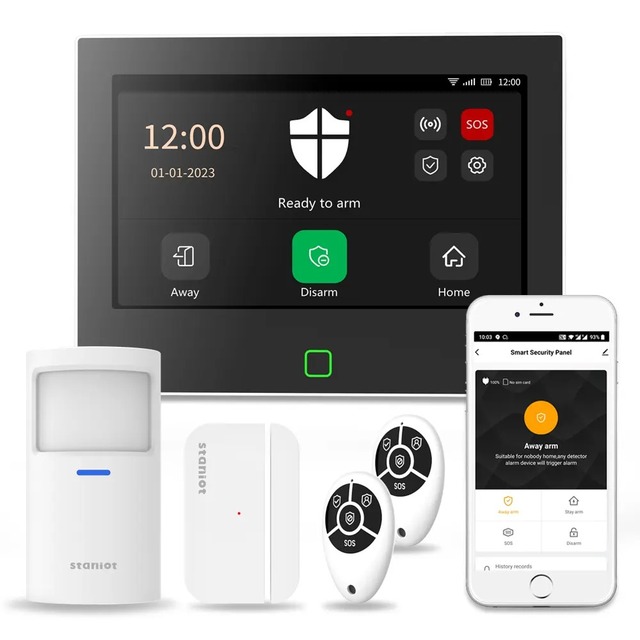 Staniot Tuya WIFI Alarm System 7'' HD Touch Screen Panel Door Alarm System Wireless&Wired Home Alarm Security System Tuya APP