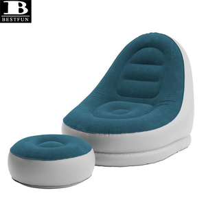 Ensemble de chaises longues gonflables floquées personnalisées en usine mobilier de camping canapé portable avec <span class=keywords><strong>pouf</strong></span> pour la maison plage en plein air - Product Image 3