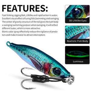 Isca Metálica Pesada de Impressão 3D com Alta Taxa de Captura, 30g 40g 60g 80g, Afundamento Rápido para Pesca em Água Salgada de Salmão - Product Image 5
