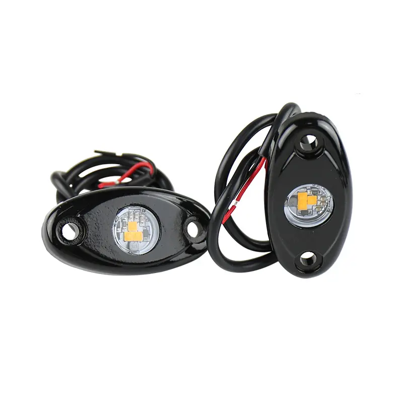 Lampu Batu LED Warna Amber, Lampu Bawah Bodi Terang, Lampu Pod, Lampu Sepatbor Jejak untuk Mobil Jeep Off Road Truk ATV SUV Sepeda Motor