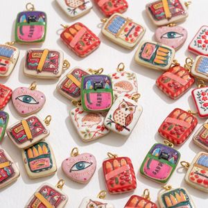 Manna Playful Fantasy Art Dijes de Acero Inoxidable con Esmalte de Pintura al Óleo Vívida, con motivos de Flor, Corazón, Ojo y Lata de Sardinas, <span class=keywords><strong>para</strong></span> Fabricantes de Joyas - Product Image 1