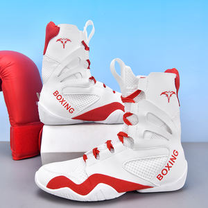 Bottes de boxe et de lutte professionnelles pour hommes, chaussures de musculation respirantes, résistantes à l'usure, antidérapantes, en cuir véritable - Product Image 3