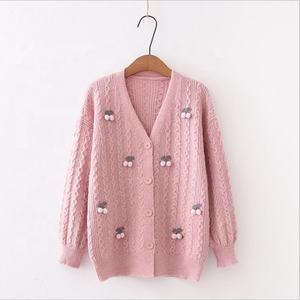 Mori Cardigan Chica Dulce Literatura y Arte Pequeño Suéter Fresco Suéter Tridimensional Cereza - Product Image 4