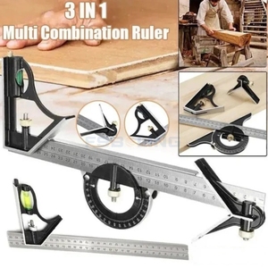 Regla de ángulo ajustable multifuncional 3 en 1 Regla de carpintería horizontal de acero inoxidable - Product Image 2