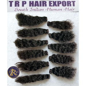 Extensión de trama de cabello virgen negro Natural ondulado de 20 \ "100% cabello humano de alta calidad de Temple para trenzar estilo recto - Product Image 2