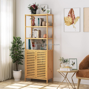 Aparador de Bambú con Listones Lisos SYT de Lujo Discreto para la Zona Trasera del Sofá, Estante de Almacenamiento de 64 cm de Ancho para el Rincón del Salón - Product Image 1