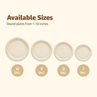 Assiettes en pulpe de bagasse de canne à sucre personnalisées, vertes, jetables, compostables et biodégradables, de 7 pouces, pour emballage alimentaire