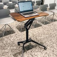 Tables d'appoint pliables Sunshine sur mesure avec élévateur pneumatique, en alliage d'aluminium et surface en bois, bureaux d'ordinateur mobiles écologiques