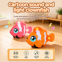 Jouet éducatif sensoriel Poisson-clown avec lumière et musique, jouet électrique rampant anti-collision pour bébés, tout-petits et enfants