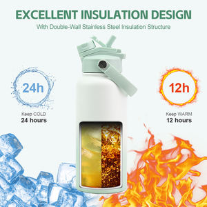 Bouteilles d'Eau pour Enfants 18oz avec Logo Personnalisé, Couvercle 4 en 1 avec Paille et Bec Verseur, Bouteille d'Eau de Sport Isotherme à Double Paroi en Acier Inoxydable - Product Image 4