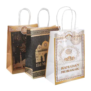 Wholesale Eid Mubarak Party Gift Kraft Paper Bag Islamic Muslim Festival Party Decoration Ramadan Goodie Bags