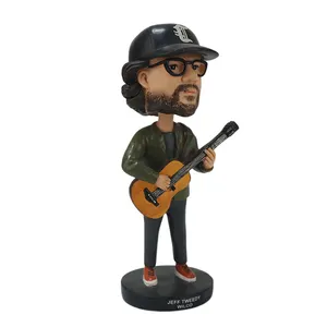 Kustom figurine bobble heads gitar musik babble kepala Gambar Dekorasi Hadiah untuk anak laki-laki klub musik Promosi kepala bandul