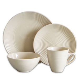 Juegos de vajilla de porcelana fina, vajilla blanca de <span class=keywords><strong>dos</strong></span> tonos/en relieve con platos y tazas, novedad - Product Image 2