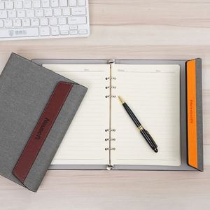 Wholesale Promotional Custom Logo Business Gift Set Loose-<b>leaf</b> PU Leather A5 Notebook Metal Pen for VIP Giveaways - Product Image 2